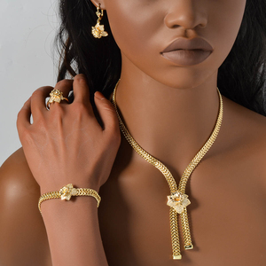 New Arrival 14k Gold Plated Brass Butterfly Adjustable Necklace Earrings Ring <b>Bracelet</b> Wedding Bridal Jewelry <b>Sets</b> for Women - Product Image 2
