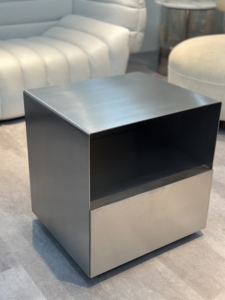 Modern Luxury <strong>Silver</strong> Stainless Steel Nightstand <strong>Bedside</strong> <strong>Table</strong> with Storage - Product Image 4
