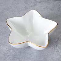 Assiette à dessert en céramique or ruiye, assiette de fête de noël en forme d'étoile pour mariage