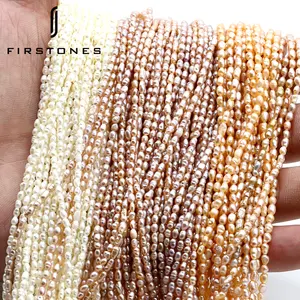 Wholesale 2.5-3mm AAA White Baroque Rice Pearls Matched Freshwater Loose Bulk Integrity Pearl