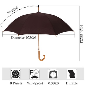 Luxury Modern Sunny Kinte Wooden <b>Frame</b> Manual Windproof Straight Umbrella <b>Large</b> Purple Guangzhou 23inch 103cm Back to School - Product Image 6