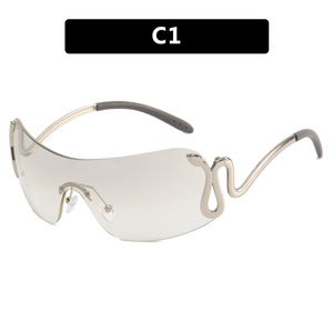 Occhiali da Sole 3559 con Montatura Grande, Decorazione <span class=keywords><strong>di</strong></span> Lusso a Forma <span class=keywords><strong>di</strong></span> <span class=keywords><strong>Serpente</strong></span>, Stile Y2K, Protezione UV400, Moda Donna 2024 - Product Image 2