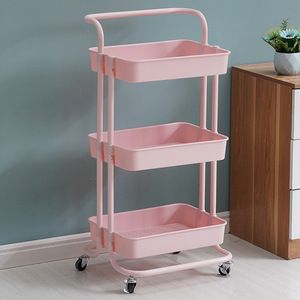 Household Rack Salon <b>Trolley</b> Multi-Purpose Kitchen 3-Tier Basket Storage Cart Wheels Auxiliary Beauty Salon <b>Plastic</b> Modern Hotel - Product Image 3