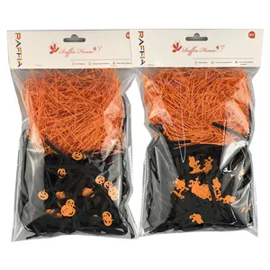 Elsas two-color pack Wide or thin raffia paper silk with ghost or pumpkin pieces halloween confetti