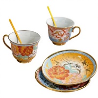 Tasse à thé en porcelaine de style chinois, faite à la main, en forme de fleur - Artistique, durable et écologique, 200 ml, pour cadeau et usage quotidien
