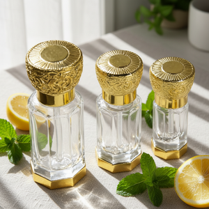럭셔리 아라비안 아타르 병 3ml/6ml/12ml 팔각형 유리병, 금색 아연 합금 캡 포함, 에센셜 오일 향수 샘플용 스틱 포함 - Product Image 2