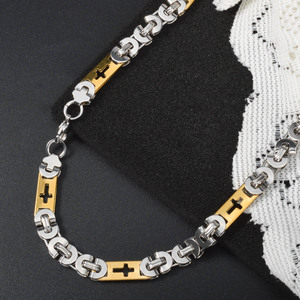 Bijoux de mode personnalisé 18k plaqué or en acier inoxydable croix Byzance chaînes à maillons colliers pour femmes - Product Image 5