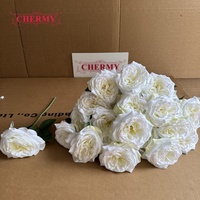 Fleur artificielle rose poudrée en soie, type litchi, à tige unique, pour décoration murale de mariage.