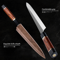 Grandsharp 11.6 ''Couteau japonais Yanagiba Sushi Sashimi Poisson Saumon Couteaux Yanagiba Corne de buffle noire et manche en bois de fer du désert