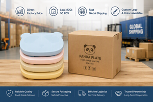 จานซิลิโคนสำหรับเด็กปลอดสาร BPA เกรดอาหาร รูปทรง<span class=keywords><strong>แพนด้า</strong></span> พร้อมฝาปิด แบ่งช่องสำหรับเด็กวัยหัดกิน มาตรฐาน EU ขายส่ง - Product Image 2