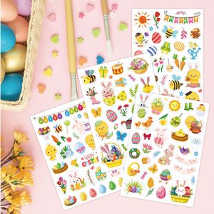 Adesivi 4 fogli di pasqua per bambini 100 pezzi fai da te simpatici adesivi per uova da <span class=keywords><strong>coniglietto</strong></span> sfuso regali di Pasqua forniture per bomboniere - Product Image 1