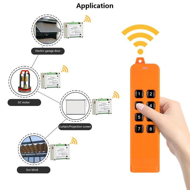 8-Channel DC12-36V Remote Control Switch with 315/433MHz Frequency for Home Automation Forward/Reverse Control