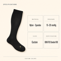 Chaussettes de compression respirantes à séchage rapide en Spandex/Nylon certifiées de niveau supérieur, hauteur genou, 15-20 mmHg