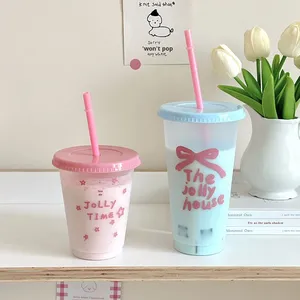 Artículo Popular de Verano~ Taza de Café Reutilizable, Ecológica, Portátil, Linda, de Gran Capacidad, a Prueba de Fugas, con Pajita de PET Reciclable - Product Image 3
