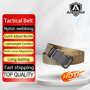Ceinture tactique réglable en polyester noir, boucle automatique durable, ceinture de sécurité personnalisable pour hommes, entraînement en plein air - Product Image 1