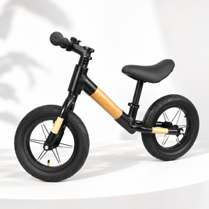 Tricycle à deux roues en bambou, pneus gonflables/solides de 12 pouces, siège rembourré réglable, guidon ergonomique, réglage de la hauteur pour 2-3 personnes - Product Image 1