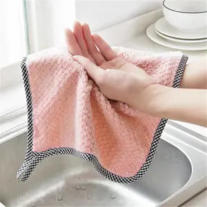 Coral Fleece Strong Water Absorption Dish Cloth Multipurpose Eco Cleaning Kitchen Dish Cloth