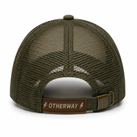 Gorra de béisbol de perfil medio de algodón y espuma, bicolor, con 5 paneles, parte trasera de malla premium, parche bordado, efecto desgastado y cierre snapback tipo trucker