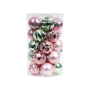 Jintai oem-decoración navideña popular de varios estilos, bolas decorativas de colores verde y rosa