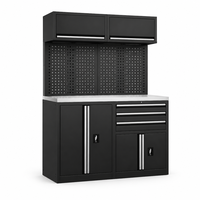 Armoire de rangement modulaire pour garage, coffre à outils, établi avec tiroirs verrouillables et organisateur à panneaux perforés pour atelier domestique