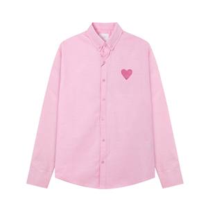 Chemise habillée de luxe pour <span class=keywords><strong>homme</strong></span> en coton à manches longues, style polo, avec motif cœur brodé, respirante, style parisien populaire, collection printemps - Product Image 5