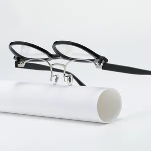 Retro Steampunk Round Blue Light Blocking Flip Eye Glasses Frame for Men Eyewear Optical Eyeglasses