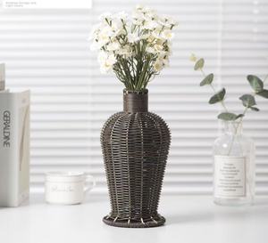 <span class=keywords><strong>Vase</strong></span> à fleurs en <span class=keywords><strong>rotin</strong></span> plastique tressé à la main, support floral décoratif de table <span class=keywords><strong>pour</strong></span> fleurs séchées et artificielles, décoration <span class=keywords><strong>pour</strong></span> la maison, les mariages et les fêtes - Product Image 4