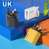 Cargador USB Tipo C de 120W con 4 Puertos y Enchufe EU/US/UK, Carga Rápida para Celulares Samsung/Xiaomi/Huawei