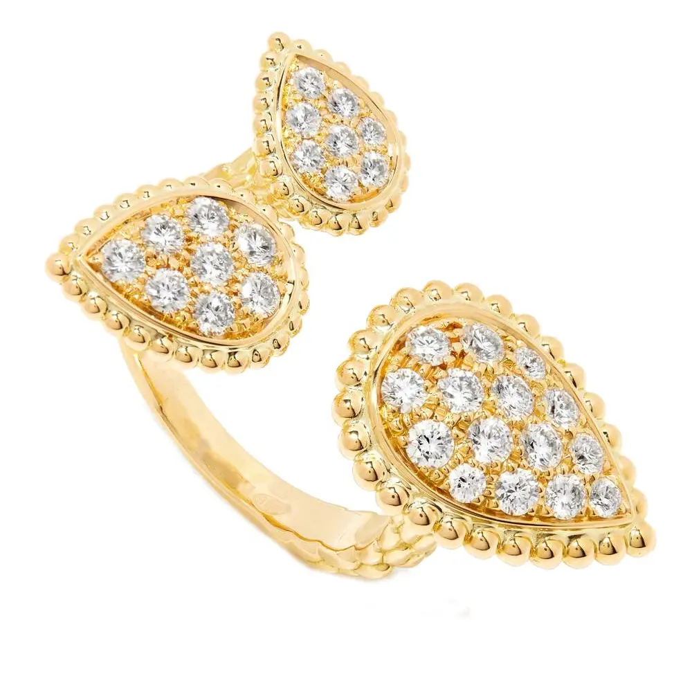 Anel de zircônio AAA ajustável com bordas de ouro para mulheres, joia de alta qualidade com anel de dedo dividido, marca da moda de 2023, design de nicho