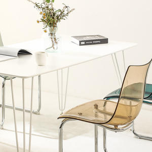 White Rectangular <b>Dining</b> Table <b>Set</b> 4 Piece Iron MDF <b>Space</b> <b>Saving</b> Modern Minimalist <b>Dining</b> Room Furniture - Product Image 4