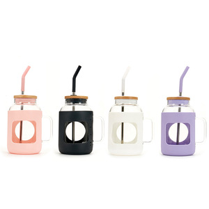 Bicchiere in <span class=keywords><strong>Vetro</strong></span> Riutilizzabile da 32oz, <span class=keywords><strong>con</strong></span> Coperchio e Cannuccia, <span class=keywords><strong>Bottiglia</strong></span> d'<span class=keywords><strong>Acqua</strong></span> Sportiva Antigoccia <span class=keywords><strong>con</strong></span> Manica in Silicone, Tazza da Caffè Senza BPA - Product Image 6