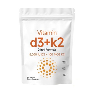 OEM Yumuşak Kapsül Vitamin D3+K2 Yetişkinler İçin Gıda Takviyesi 180 Kapsül Poşet Ambalajlı - Product Image 1