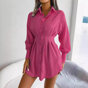 Robe chemise moulante à manches lanternes style INS, nouvelle collection printemps, décontractée, pour femme, vente transfrontalière - Product Image 1