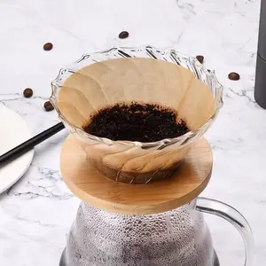 Kertas Filter kopi bentuk kerucut cokelat putih sekali pakai untuk aliran di atas Dripper