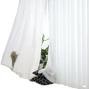 Tirai Kain Tule Warna Polos Modern, untuk Kamar Tidur Ruang Tamu Dapur Putih Linen Gorden Tipis Tirai Jendela Voile Jepang