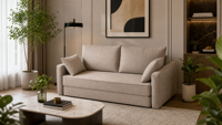 Canapé modulaire 2 places en cuir véritable compressé sous vide Biaoguan, design moderne à assise profonde, idéal pour petit salon ou appartement