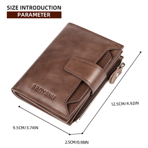 Portafoglio da <span class=keywords><strong>Uomo</strong></span> in Pelle Corto e Capiente con Porta Patente, Nuovo Porta Carte da <span class=keywords><strong>Uomo</strong></span> della Fabbrica di Articoli in Pelle Banyanu di Guangzhou - Product Image 6