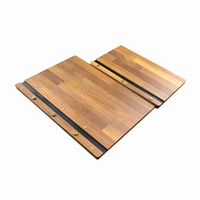 Carpeta de archivos de menú de cuaderno con cubierta de madera de bambú y correa de cuero de lujo personalizada para restaurante Hotel Wine Bar