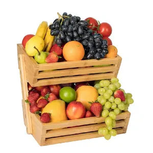 2020 la migliore vendita di legno cesti di frutta per il supermercato display