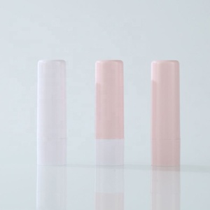 In Stock 4.5g Pink White Lip Balm <b>Tube</b> <b>Plastic</b> Lipstick Container White Smooth Cylinder Lip Gloss Container - Product Image 2