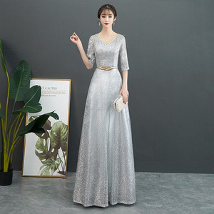 Women's Choir Performance <b>Dress</b> Long Skirt Glitter Print Polyester Spring 2025 Stage Wear Elegant <b>Dance</b> Costume - Product Image 4