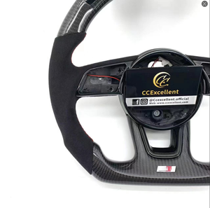 Volant en cuir et fibre de carbone personnalisé CCExcellent pour <span class=keywords><strong>Audi</strong></span> B9 avec style sportif et palettes de changement de vitesse - Product Image 4