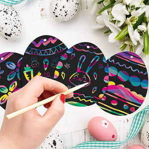 Peinture magique d'animaux lapin et carottes, papier à gratter, dessin animé, Art arc-en-ciel, avec bâton en bois - Product Image 4