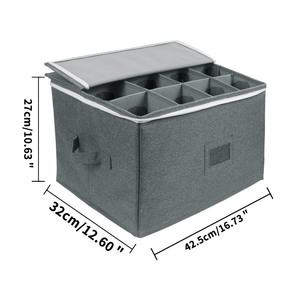 <b>Wine</b> <b>Glass</b> <b>Storage</b> <b>Box</b> Foldable Fabric 40x40x25cm Kitchen Tableware Organizer Minimalist Design - Product Image 3