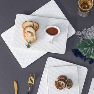 Assiette à gâteau rectangulaire en céramique à motif diamant créatif européen, adaptée aux sushis et à la cuisine occidentale - Product Image 5