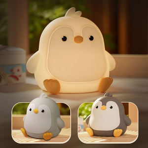 2026 Cute Penguin Silicone Tap Night Light for Kids Dimmable 30-Min Timer USB Rechargeable Soft Bedside <b>Lamp</b> for Bedroom Nursery - Product Image 2
