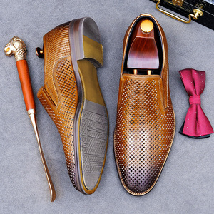 Sandales formelles d'été pour hommes en cuir de vache véritable faites à la main de haute qualité, à lacets, à bout pointu, respirantes, pour mariage - Product Image 5