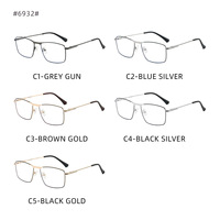 6932 Montura de Gafas Ópticas de Metal para Hombre, Montura Rectangular de Negocios, Montura Clásica para Gafas con Filtro de Luz Azul, Montura para Gafas Graduadas