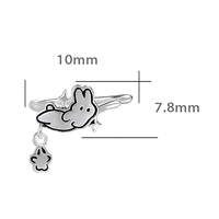 Boucles d'oreilles mignonnes en forme d'oreille de lapin pour femmes, boucles d'oreilles simples à clip en forme d'animal, boucles d'oreilles de créateur personnalisées en argent sterling 925, bijoux fins en gros
