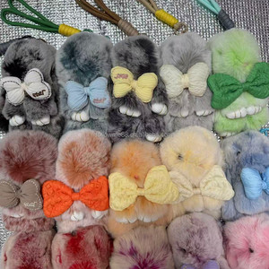 พวงกุญแจตุ๊กตากระต่ายขนปุย ขนาด 15 ซม. ทำจากขนกระต่ายแท้ ของเล่นเด็ก ของตกแต่งกระเป๋า ของขวัญสำหรับผู้หญิง - Product Image 4